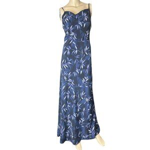 Vtg Fairweather Blue Floral Prom Baby Doll Maxi Dress Fairy Coquette Sz 6 Y2K